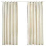 Tende Oscuranti con Ganci 2 pz Crema in Velluto 140x175 cm