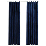 Tende Oscuranti con Ganci 2 pz Blu Scuro in Velluto 140x175 cm