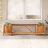 Panca Giardino con 2 Fioriere 150x30x40cm Legno Massello Acacia