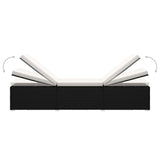 Lettino Prendisole Cuscino e Tavolino Polyrattan Bianco Crema