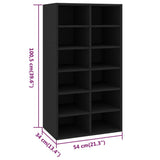 Scarpiera Nera 54x34x100,5 cm in Legno truciolato