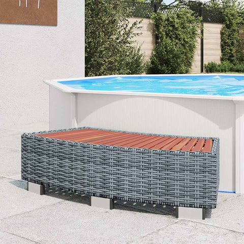 Scalino per Spa Grigio in Polyrattan 92x45x25 cm
