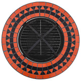Tavolo con Braciere Mosaico Terracotta e Bianco 68 cm Ceramica