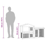 Conigliera per Esterni Grande Grigia e Bianca 145x45x84cm Legno