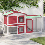 Conigliera per Esterni Grande Rossa e Bianca 145x45x84 cm Legno