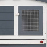 Conigliera per Esterni Grande Grigia e Bianca 201x45x85cm in Legno