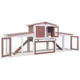 Conigliera per Esterni Grande Marrone Bianca 201x45x85cm Legno