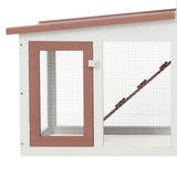 Conigliera per Esterni Grande Marrone Bianca 201x45x85cm Legno