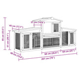 Conigliera per Esterni Grande Rossa e Bianca 201x45x85cm Legno