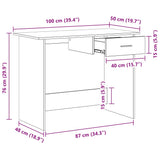 Scrivania Grigio Cemento 100x50x76 cm in Legno truciolato