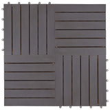 Piastrella per Decking 10 pcs Grigio 30 x 30 cm Legno di Acacia