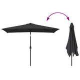 Ombrellone da Giardino con Palo in Metallo 300x200 cm Nero