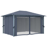 Gazebo con Tenda 400 x 300 cm Antracite in Alluminio