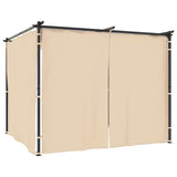 Gazebo con Tende 3x3 m Crema in Acciaio