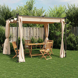 Gazebo con Tende 3x3 m Crema in Acciaio