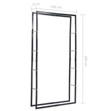 Rastrelliera per Legna da Ardere Nera 100x25x200 cm in Acciaio