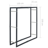 Rastrelliera per Legna da Ardere Nera 100x25x100 cm in Acciaio