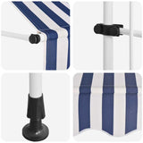 Tenda da Sole Retrattile Manuale 100 cm a Strisce Blu e Bianche