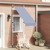 Tenda da Sole Retrattile Manuale 100 cm a Strisce Blu e Bianche