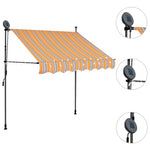 Tenda da Sole Retrattile Manuale con LED 100 cm Gialla e Blu