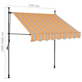 Tenda da Sole Retrattile Manuale con LED 150 cm Gialla e Blu