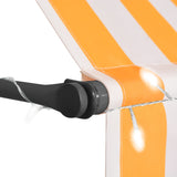 Tenda da Sole Retrattile Manuale LED 200 cm Bianca e Arancione