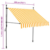 Tenda da Sole Retrattile Manuale LED 200 cm Bianca e Arancione