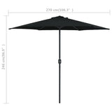 Ombrellone da Giardino con Palo in Alluminio 270x246 cm Nero