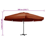 Ombrellone da Giardino Palo in Alluminio 600 cm Terracotta