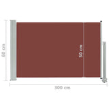 Tenda Laterale Retrattile per Patio 60x300 cm Marrone