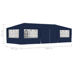 Gazebo Professionale con Pareti 4x9 m Blu 90 g/m