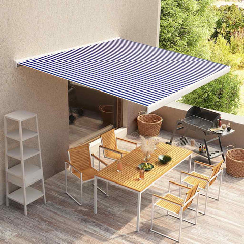 Tendone Parasole in Tela Blu e Bianco 450x300 cm