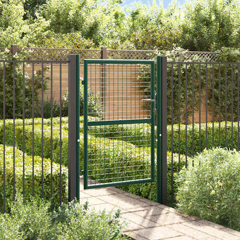 Cancello per Recinzione in Acciaio 100x125 cm Verde