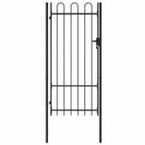 Cancello per recinzione BOXTEL porta singola con parte superiore ad arco in acciaio 1x2 m Nero