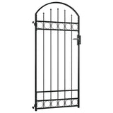 Cancello per Recinzione ad Arco in Acciaio 89x200 cm Nero