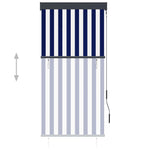 Tenda a Rullo per Esterni 80x250 cm Blu e Bianca
