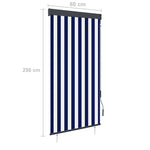 Tenda a Rullo per Esterni 80x250 cm Blu e Bianca