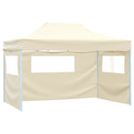 Gazebo Professionale Pieghevole con 3 Pareti 3x4m Acciaio Crema