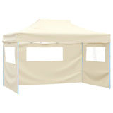 Gazebo Professionale Pieghevole con 3 Pareti 3x4m Acciaio Crema