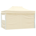 Gazebo Professionale Pieghevole con 4 Pareti 3x4m Acciaio Crema