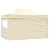 Gazebo Professionale Pieghevole con 4 Pareti 3x4m Acciaio Crema