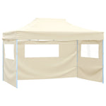 Gazebo Professionale Pieghevole con 4 Pareti 3x4m Acciaio Crema