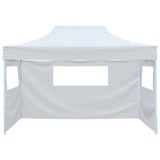 Gazebo Professionale Pieghevole 3 Pareti 3x4m Acciaio Bianco