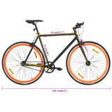 Bicicletta a Scatto Fisso Nera e Arancione 700c 51 cm