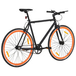 Bicicletta a Scatto Fisso Nera e Arancione 700c 55 cm