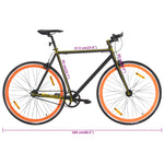 Bicicletta a Scatto Fisso Nera e Arancione 700c 55 cm