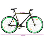 Bicicletta a Scatto Fisso Nera e Verde 700c 51 cm