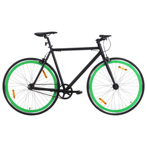 Bicicletta a Scatto Fisso Nera e Verde 700c 59 cm