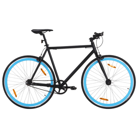 Bicicletta a Scatto Fisso Nera e Blu 700c 59 cm