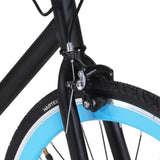 Bicicletta a Scatto Fisso Nera e Blu 700c 59 cm